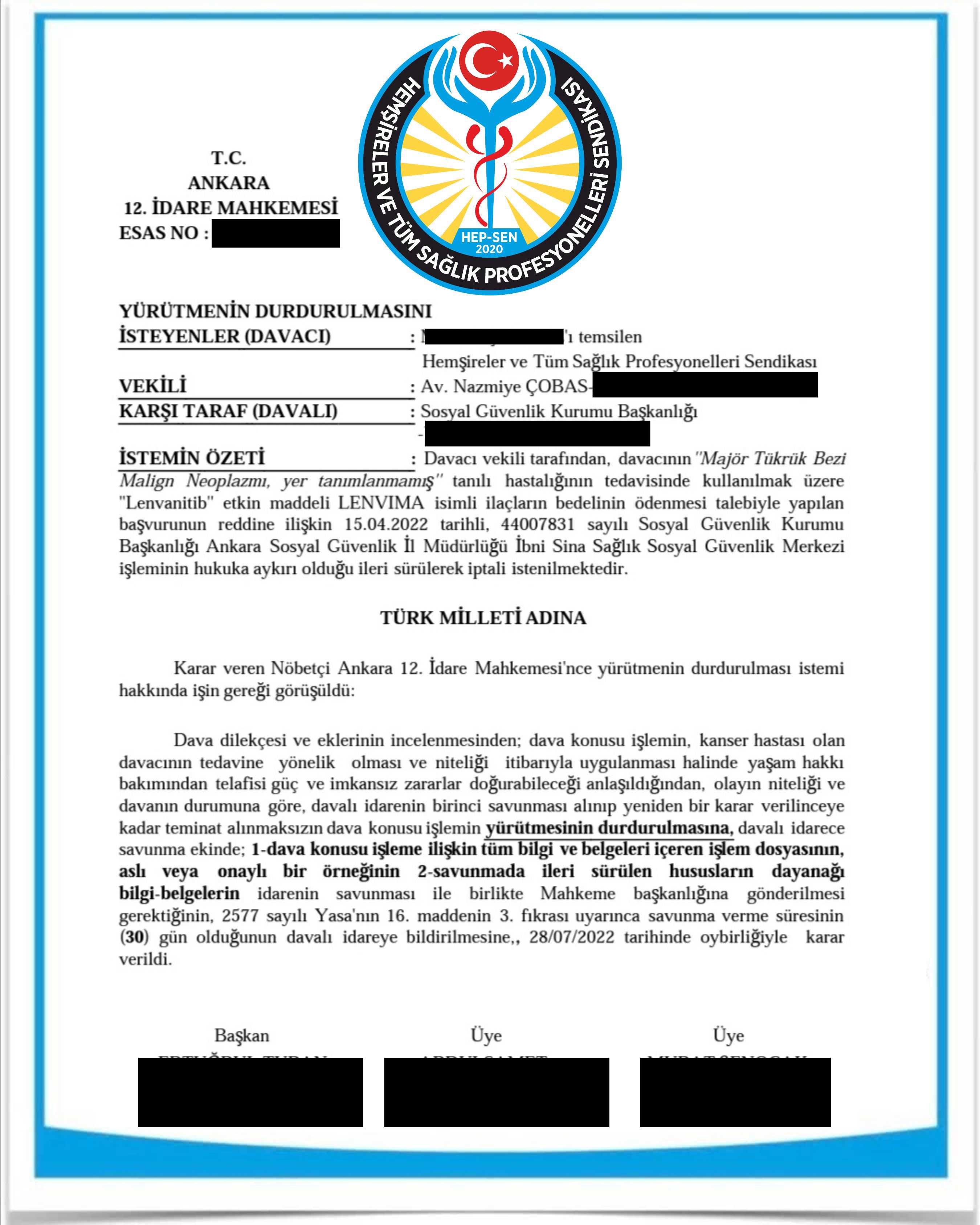 BİR HUKUKSAL KAZANIM DAHA!