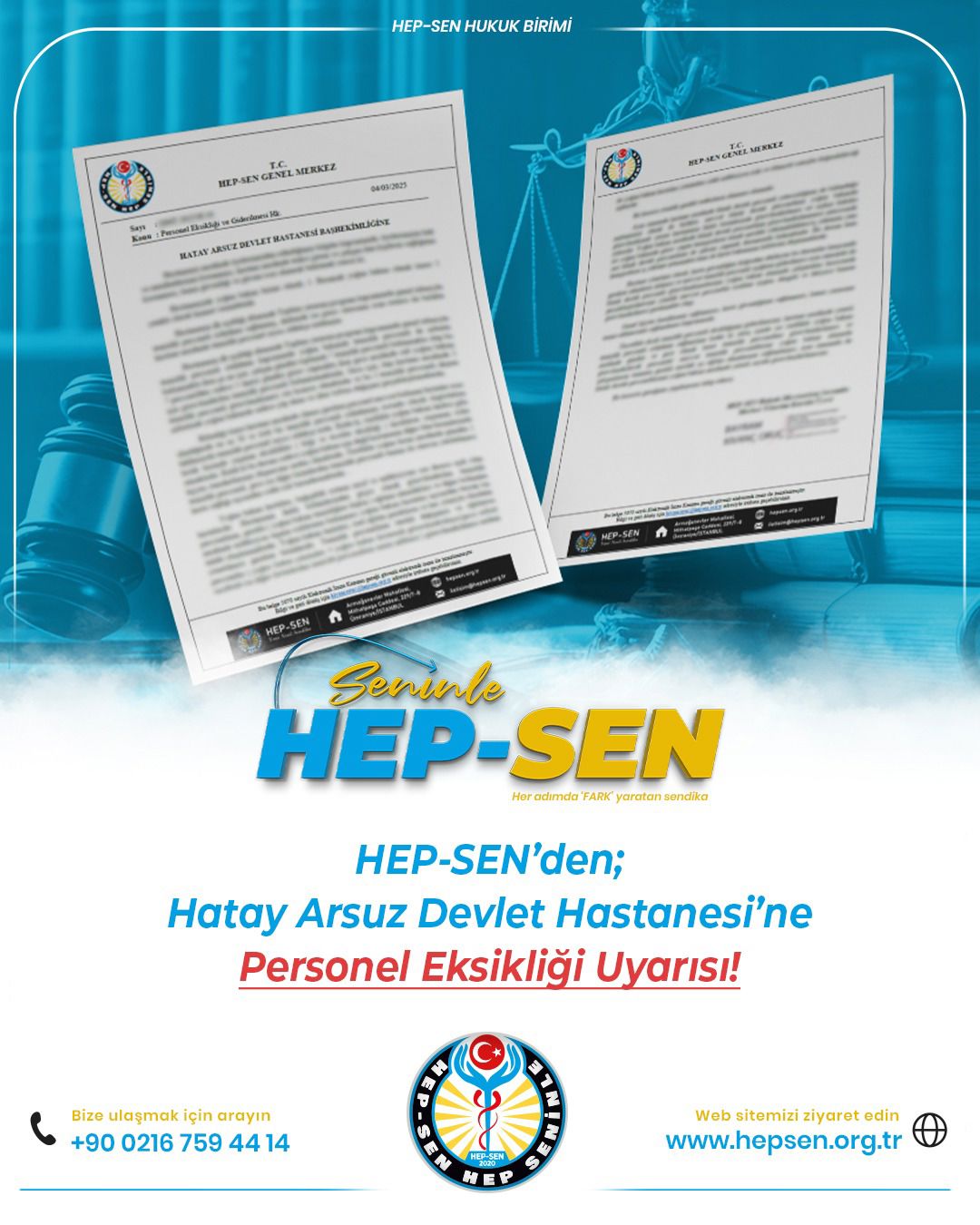 HEP-SEN’den Hatay Arsuz Devlet Hastanesine Personel Eksikliği Uyarısı