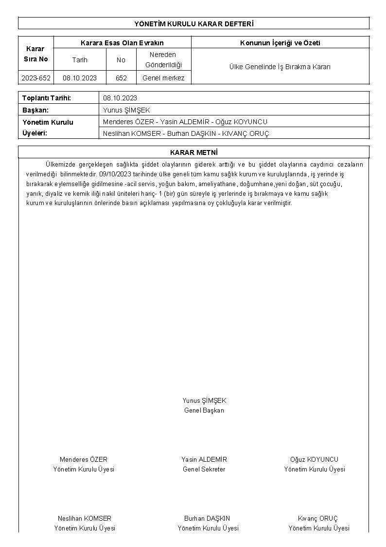 HEP-SEN SENDİKASI 9 EKİM 2023 İŞ BIRAKMA KARARI