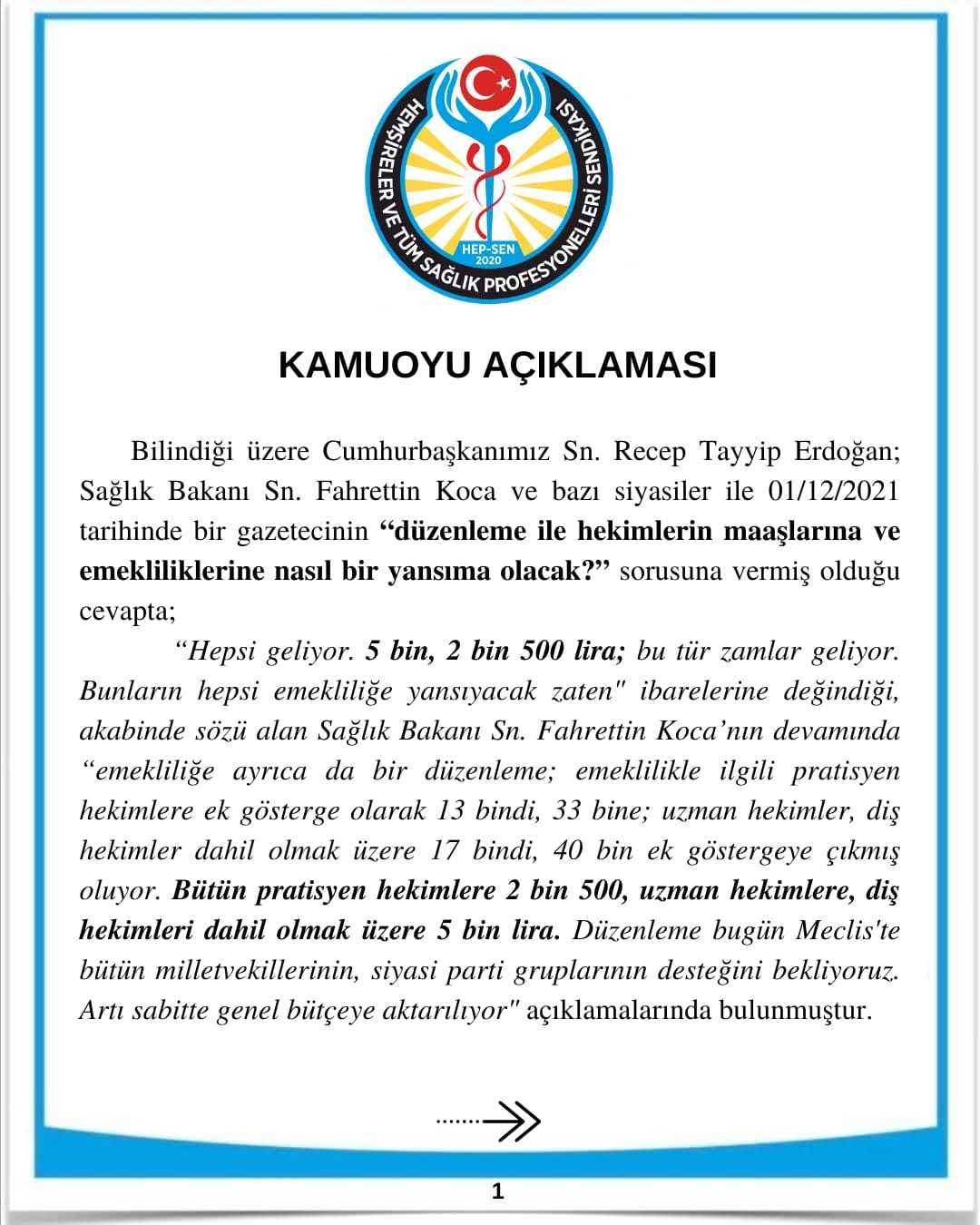 Sağlık Camiası Ayrılmaz Bir Bütündür !