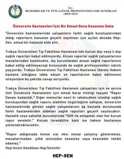 ÜNİVERSİTE HASTANELERİ İÇİN RAPOR İZİNLERİNDE EMSAL KAZANIM!