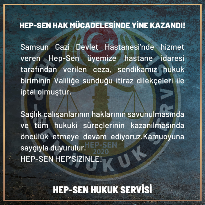 HEP-SEN HAK MÜCADELESİNDE YİNE KAZANDI!